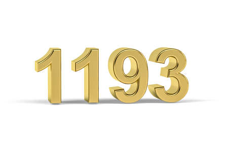 Golden 3d number 1193 - Year 1193 isolated on white background - 3d renderの写真素材