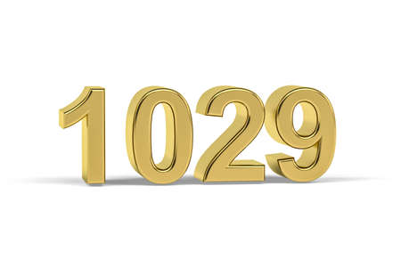 Golden 3d number 1029 - Year 1029 isolated on white background - 3d renderの写真素材
