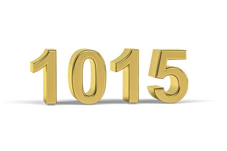 Golden 3d number 1015 - Year 1015 isolated on white background - 3d renderの写真素材
