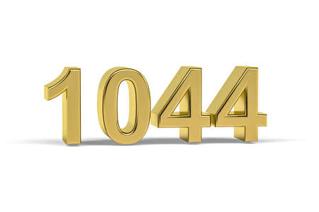 Golden 3d number 1044 - Year 1044 isolated on white background - 3d renderの写真素材