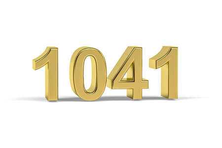 Golden 3d number 1041 - Year 1041 isolated on white background - 3d renderの写真素材