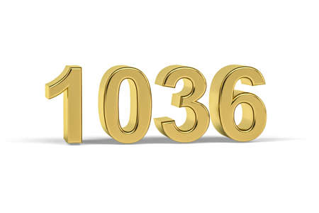 Golden 3d number 1036 - Year 1036 isolated on white background - 3d renderの写真素材
