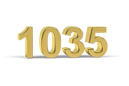 Golden 3d number 1035 - Year 1035 isolated on white background - 3d renderの写真素材