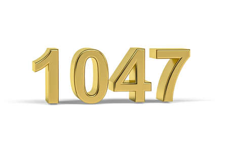 Golden 3d number 1047 - Year 1047 isolated on white background - 3d renderの写真素材