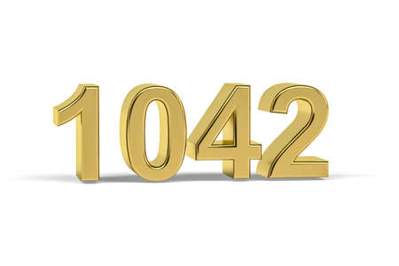 Golden 3d number 1042 - Year 1042 isolated on white background - 3d renderの写真素材