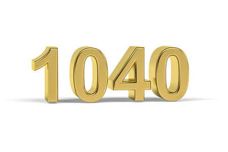 Golden 3d number 1040 - Year 1040 isolated on white background - 3d renderの写真素材