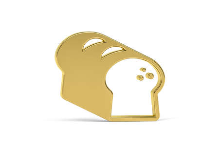 Golden 3d bread icon isolated on white background - 3d renderの写真素材