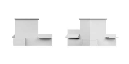 City building mockup on white background - 3D render - copy spaceの写真素材