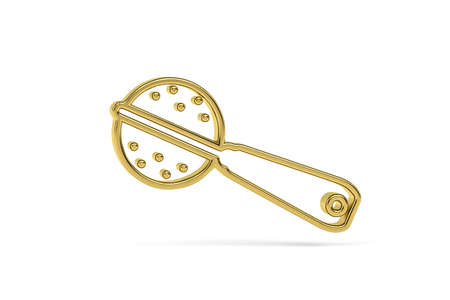 Golden 3d tea infuser icon isolated on white background - 3d renderの写真素材