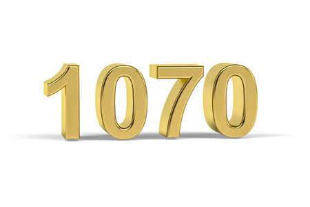 Golden 3d number 1070 - Year 1070 isolated on white background - 3d renderの写真素材