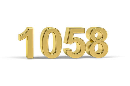 Golden 3d number 1058 - Year 1058 isolated on white background - 3d renderの写真素材
