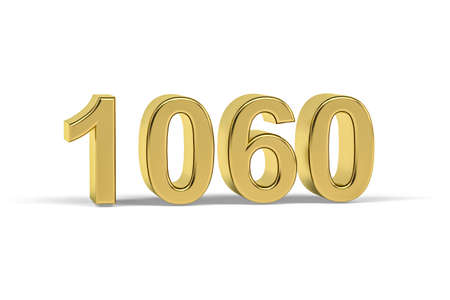 Golden 3d number 1060 - Year 1060 isolated on white background - 3d renderの写真素材