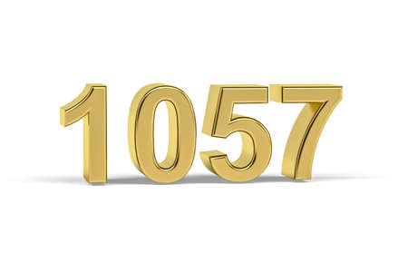 Golden 3d number 1057 - Year 1057 isolated on white background - 3d renderの写真素材