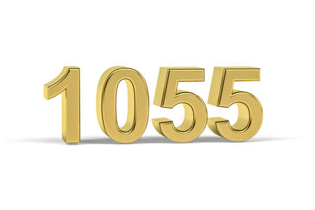 Golden 3d number 1055 - Year 1055 isolated on white background - 3d renderの写真素材