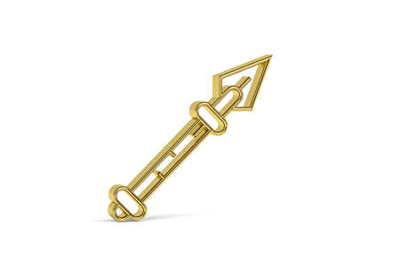 Golden 3d spear icon isolated on white background - 3d renderの写真素材