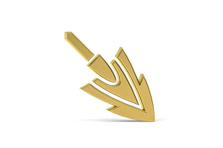 Golden 3d spear icon isolated on white background - 3d renderの写真素材