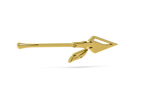 Golden 3d spear icon isolated on white background - 3d renderの写真素材
