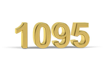 Golden 3d number 1095 - Year 1095 isolated on white background - 3d renderの写真素材