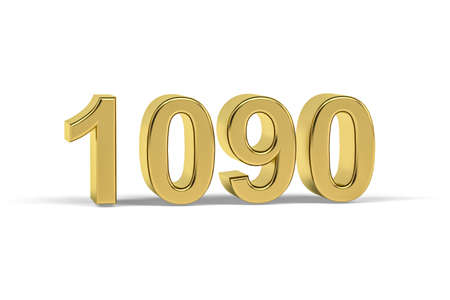 Golden 3d number 1090 - Year 1090 isolated on white background - 3d renderの写真素材