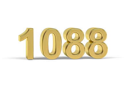 Golden 3d number 1088 - Year 1088 isolated on white background - 3d renderの写真素材