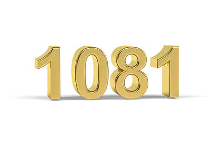Golden 3d number 1081 - Year 1081 isolated on white background - 3d renderの写真素材