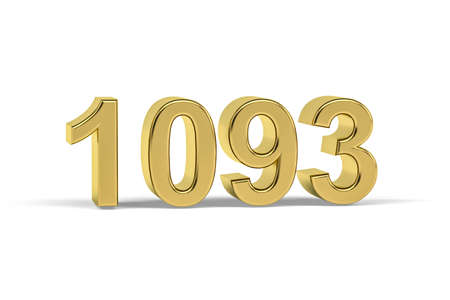 Golden 3d number 1093 - Year 1093 isolated on white background - 3d renderの写真素材