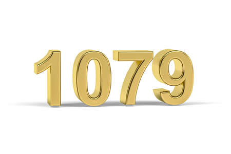 Golden 3d number 1079 - Year 1079 isolated on white background - 3d renderの写真素材