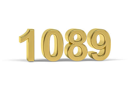 Golden 3d number 1089 - Year 1089 isolated on white background - 3d renderの写真素材