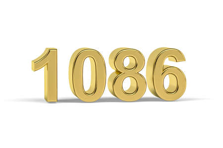 Golden 3d number 1086 - Year 1086 isolated on white background - 3d renderの写真素材