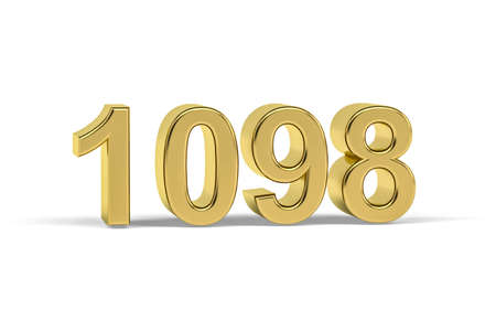 Golden 3d number 1098 - Year 1098 isolated on white background - 3d renderの写真素材