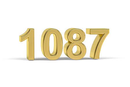 Golden 3d number 1087 - Year 1087 isolated on white background - 3d renderの写真素材