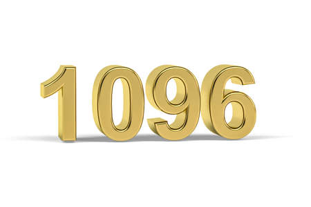 Golden 3d number 1096 - Year 1096 isolated on white background - 3d renderの写真素材