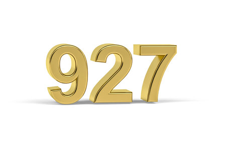 Golden 3d number 927 - Year 927 isolated on white background - 3d renderの写真素材
