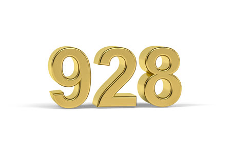 Golden 3d number 928 - Year 928 isolated on white background - 3d renderの写真素材
