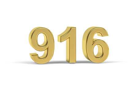 Golden 3d number 916 - Year 916 isolated on white background - 3d renderの写真素材