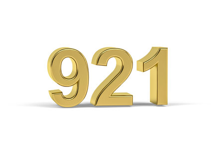 Golden 3d number 921 - Year 921 isolated on white background - 3d renderの写真素材