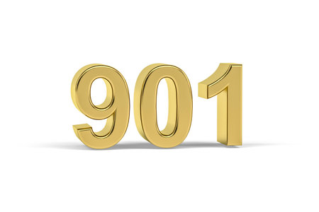 Golden 3d number 901 - Year 901 isolated on white background - 3d renderの写真素材