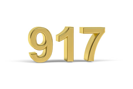 Golden 3d number 917 - Year 917 isolated on white background - 3d renderの写真素材
