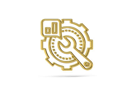 Golden 3d business optimization icon isolated on white background - 3d renderの写真素材