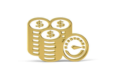 Golden 3d business optimization icon isolated on white background - 3d renderの写真素材