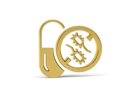 Golden 3d drug resistance icon isolated on white background - 3D renderの写真素材