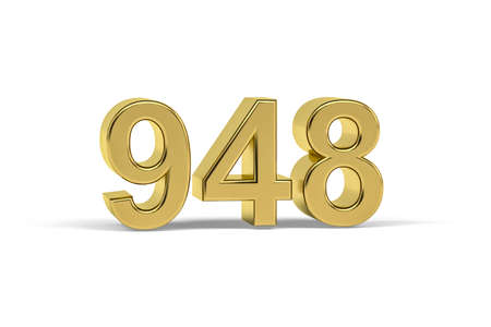 Golden 3d number 948 - Year 948 isolated on white background - 3d renderの写真素材