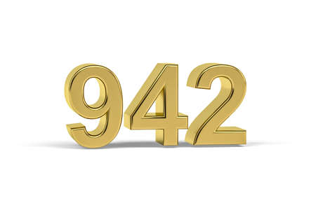 Golden 3d number 942 - Year 942 isolated on white background - 3d renderの写真素材