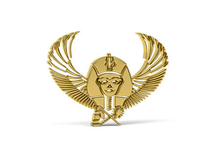 Golden 3d Pharaoh icon isolated on white background - 3d renderの写真素材