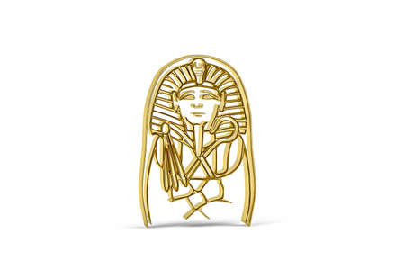 Golden 3d Pharaoh icon isolated on white background - 3d renderの写真素材