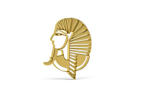 Golden 3d Pharaoh icon isolated on white background - 3d renderの写真素材