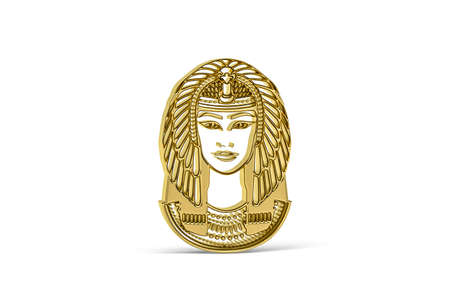 Golden 3d Pharaoh icon isolated on white background - 3d renderの写真素材