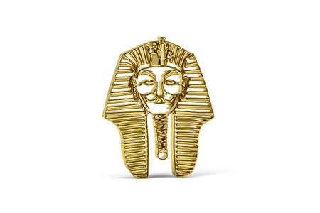Golden 3d Pharaoh icon isolated on white background - 3d renderの写真素材