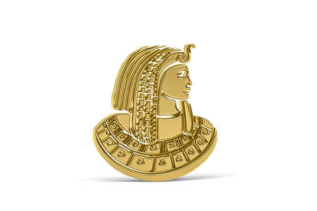 Golden 3d Pharaoh icon isolated on white background - 3d renderの写真素材