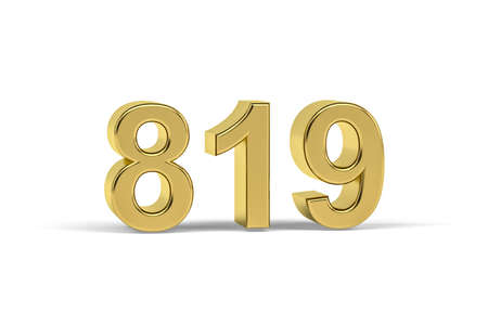Golden 3d number 819 - Year 819 isolated on white background - 3d renderの写真素材